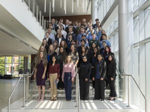 Gateway to Blue Skies Forum participants on the stairs in the Integrated Engineering Services Building.